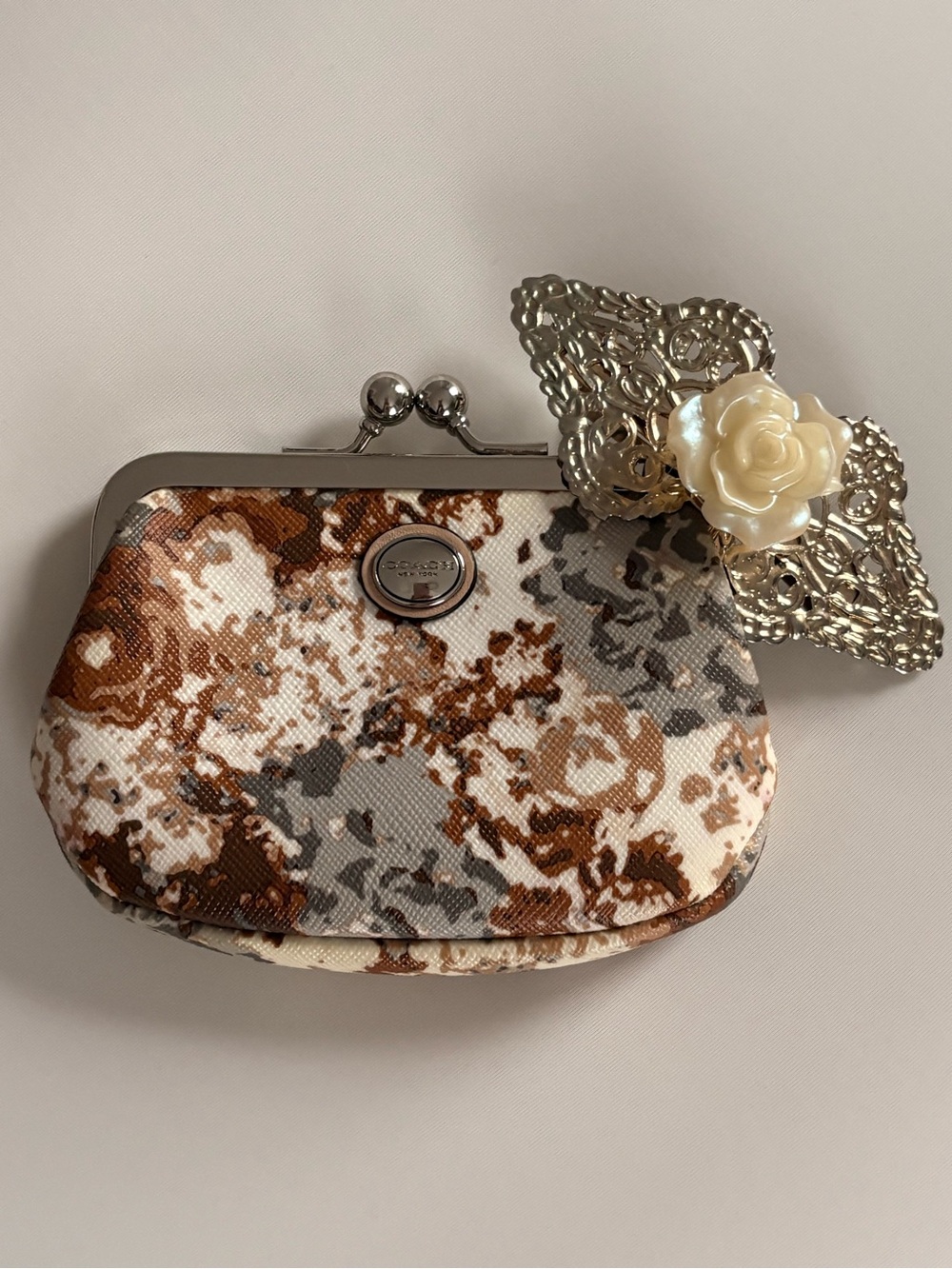 Coach Floral Kiss-Lock Coin Purse